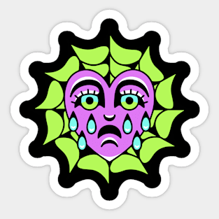 Crying heart and spider web Sticker